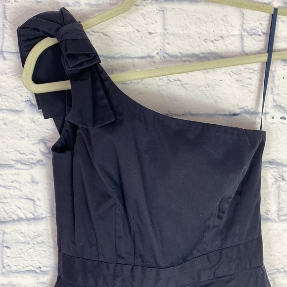 French Connection Bonny navy blue bow one shoulder dress size 2 - Picture 3 of 8